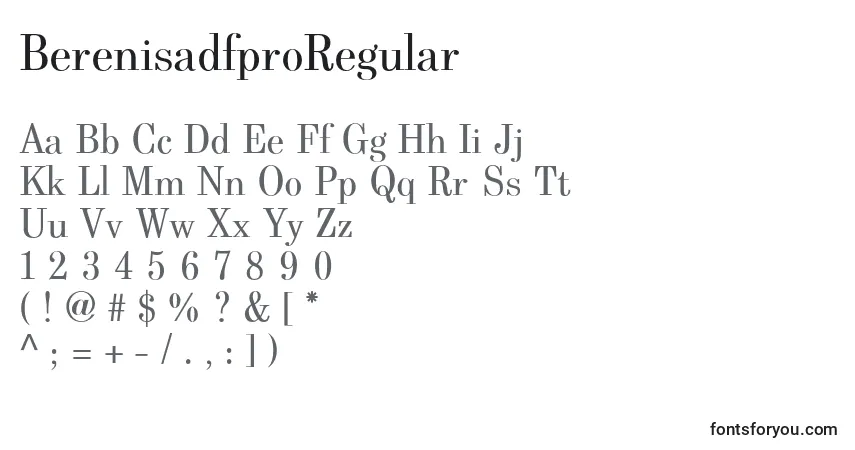 Schriftart BerenisadfproRegular – Alphabet, Zahlen, spezielle Symbole