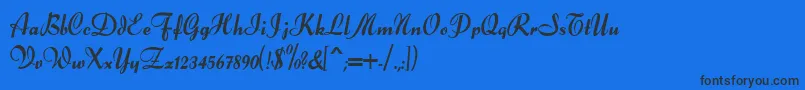 Fonte Forelle – fontes pretas em um fundo azul