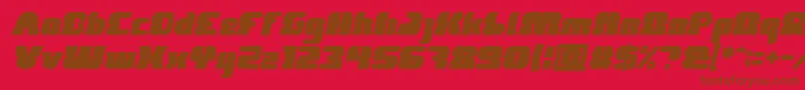 Fonte FOREST JUMP Bold Italic – fontes marrons em um fundo vermelho