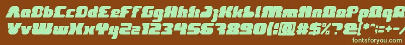 フォントFOREST JUMP Bold Italic – 緑色の文字が茶色の背景にあります。