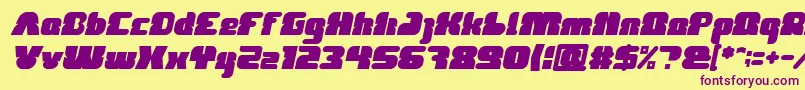 FOREST JUMP Bold Italic-Schriftart – Violette Schriften auf gelbem Hintergrund