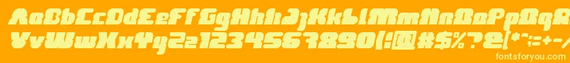 FOREST JUMP Bold Italic-Schriftart – Gelbe Schriften auf orangefarbenem Hintergrund