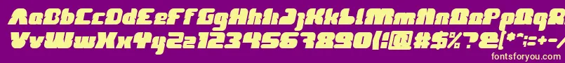 Fonte FOREST JUMP Bold Italic – fontes amarelas em um fundo roxo