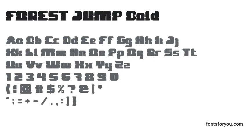Шрифт FOREST JUMP Bold – алфавит, цифры, специальные символы