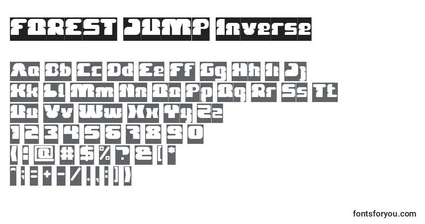 Czcionka FOREST JUMP Inverse – alfabet, cyfry, specjalne znaki