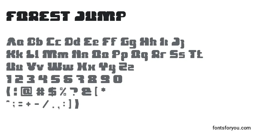 A fonte FOREST JUMP – alfabeto, números, caracteres especiais