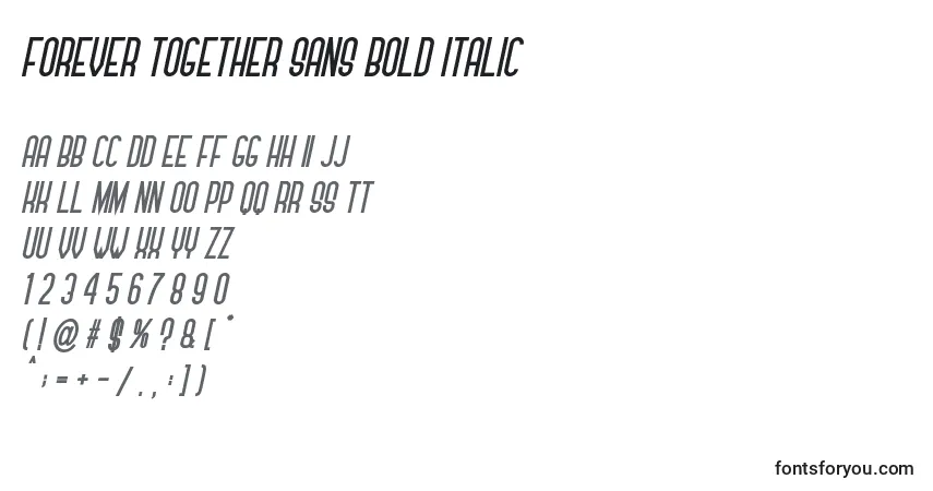 A fonte Forever Together Sans Bold Italic – alfabeto, números, caracteres especiais