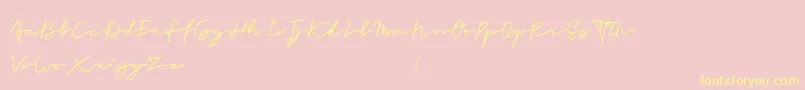 Forever-Schriftart – Gelbe Schriften auf rosa Hintergrund