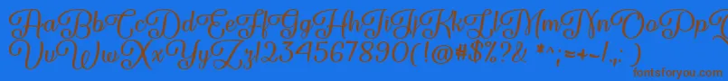 Forgiven Script   Font – Brown Fonts on Blue Background