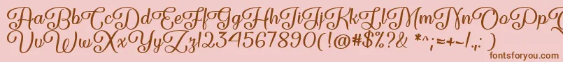 Fonte Forgiven Script   – fontes marrons em um fundo rosa