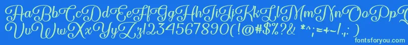Forgiven Script   Font – Green Fonts on Blue Background