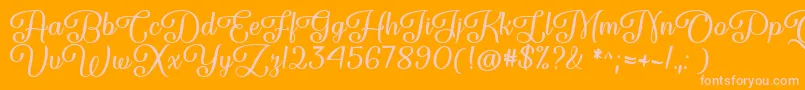 Fonte Forgiven Script   – fontes rosa em um fundo laranja