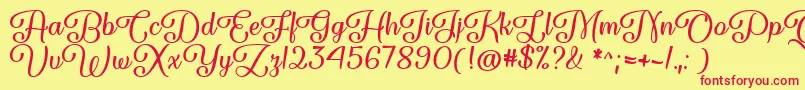 Forgiven Script   Font – Red Fonts on Yellow Background