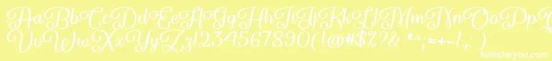 フォントForgiven Script   – 黄色い背景に白い文字