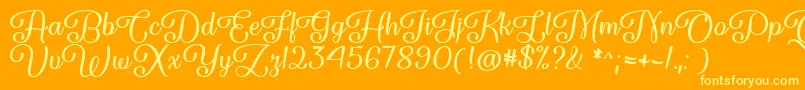 Lisätietoja Forgiven Script -fontista Forgiven Script -fontti – keltaiset fontit oranssilla taustalla