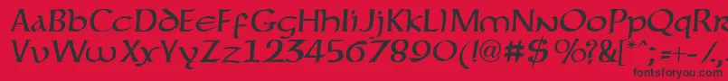 Fonte forgotten uncial – fontes pretas em um fundo vermelho