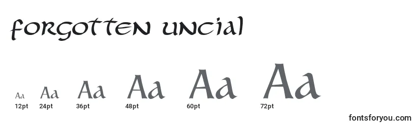 Rozmiary czcionki Forgotten uncial