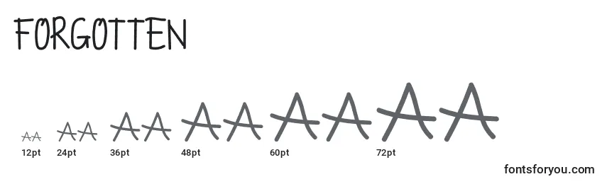 Размеры шрифта FORGOTTEN (127048)