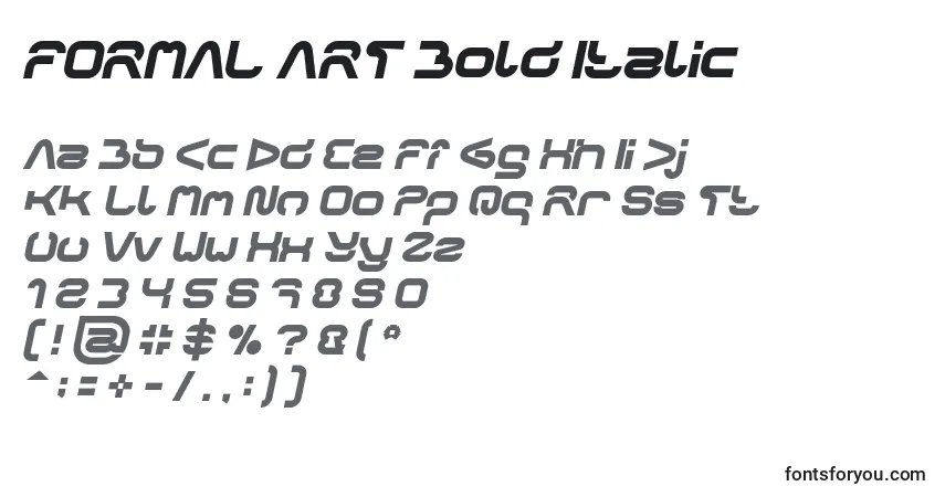 Czcionka FORMAL ART Bold Italic – alfabet, cyfry, specjalne znaki