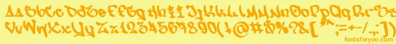 フォントNfsMw – オレンジの文字が黄色の背景にあります。