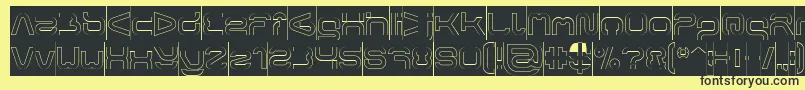Шрифт FORMAL ART Hollow Inverse – чёрные шрифты на жёлтом фоне