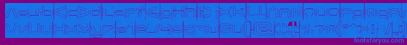 フォントFORMAL ART Hollow Inverse – 紫色の背景に青い文字