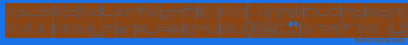 フォントFORMAL ART Hollow Inverse – 茶色の文字が青い背景にあります。