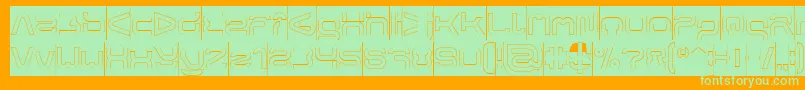 フォントFORMAL ART Hollow Inverse – オレンジの背景に緑のフォント