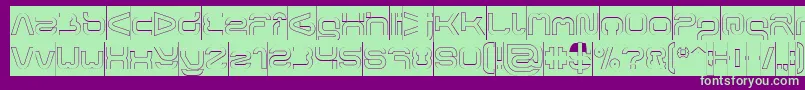 フォントFORMAL ART Hollow Inverse – 紫の背景に緑のフォント