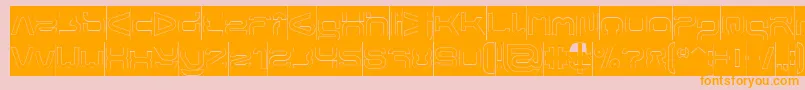 フォントFORMAL ART Hollow Inverse – オレンジの文字がピンクの背景にあります。