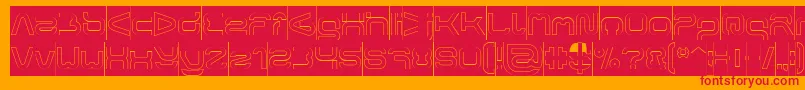 フォントFORMAL ART Hollow Inverse – オレンジの背景に赤い文字