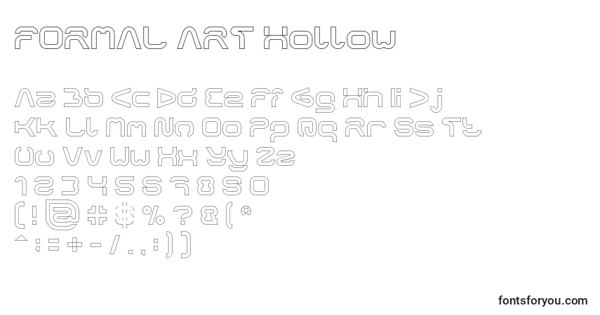 Czcionka FORMAL ART Hollow – alfabet, cyfry, specjalne znaki
