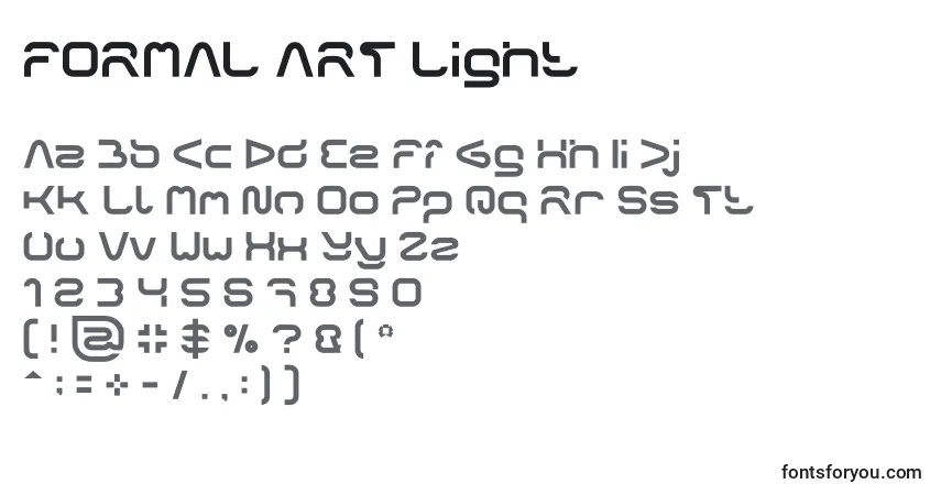 Schriftart FORMAL ART Light – Alphabet, Zahlen, spezielle Symbole