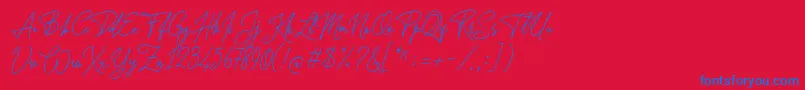 Forsythia Garden Font – Blue Fonts on Red Background