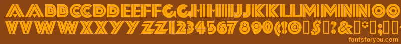 フォントFORTSSH  – オレンジ色の文字が茶色の背景にあります。