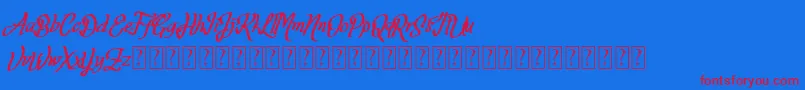 Fortuin FREE FOR PERSONAL USE Font – Red Fonts on Blue Background