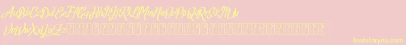 Fortuin FREE FOR PERSONAL USE-Schriftart – Gelbe Schriften auf rosa Hintergrund