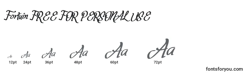 Größen der Schriftart Fortuin FREE FOR PERSONAL USE (127060)