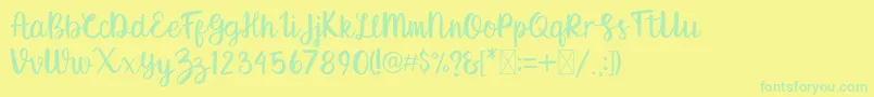 fortwenty-Schriftart – Grüne Schriften auf gelbem Hintergrund