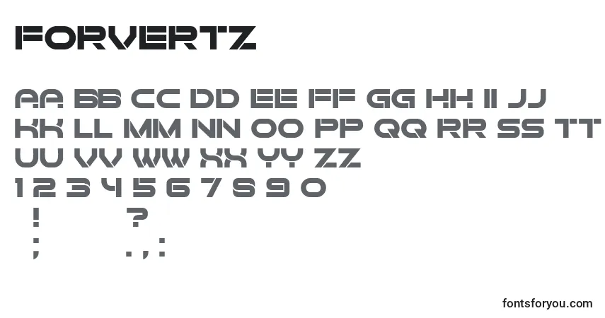 Czcionka Forvertz (127063) – alfabet, cyfry, specjalne znaki