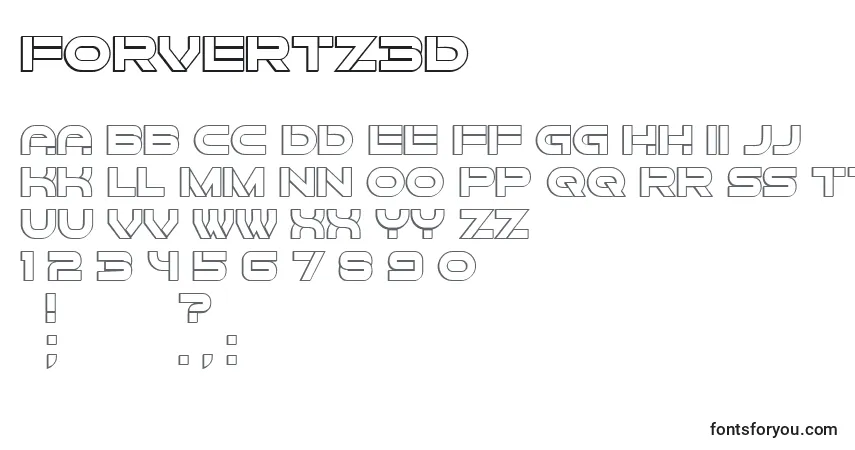 A fonte Forvertz3D – alfabeto, números, caracteres especiais
