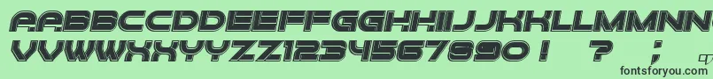 Fonte Forvertz3DFilled Italic – fontes pretas em um fundo verde