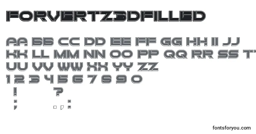 Schriftart Forvertz3DFilled – Alphabet, Zahlen, spezielle Symbole