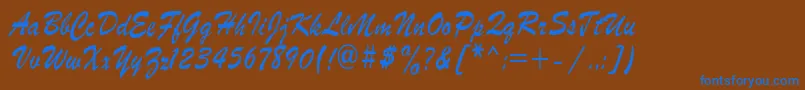 Roschdl-Schriftart – Blaue Schriften auf braunem Hintergrund