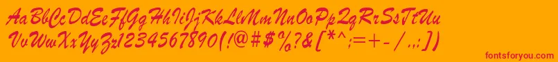 Roschdl-Schriftart – Rote Schriften auf orangefarbenem Hintergrund