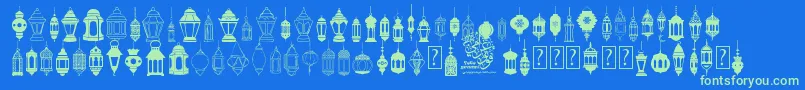 fotograami   lamp islamic-Schriftart – Grüne Schriften auf blauem Hintergrund