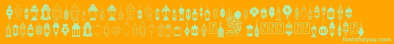 フォントfotograami   lamp islamic – オレンジの背景に緑のフォント