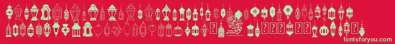Fonte fotograami   lamp islamic – fontes verdes em um fundo vermelho