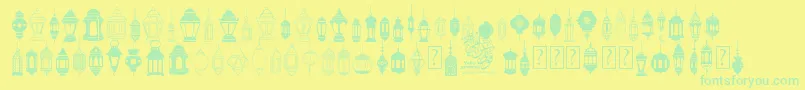 fotograami   lamp islamic Font – Green Fonts on Yellow Background