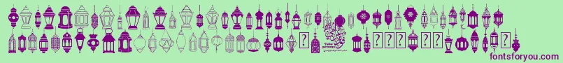 Шрифт fotograami   lamp islamic – фиолетовые шрифты на зелёном фоне